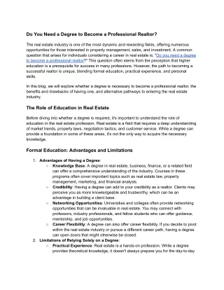 Do You Need a Degree to Become a Professional Realtor