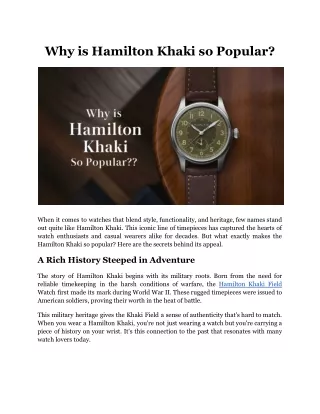 why is hamilton khaki so popular