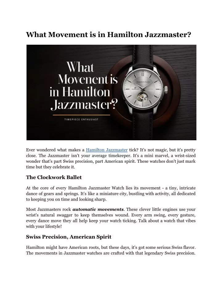 what movement is in hamilton jazzmaster