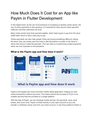 How Much Does It Cost for an App like Paytm in Flutter Development