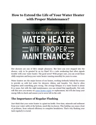how to extend the life of your water heater with