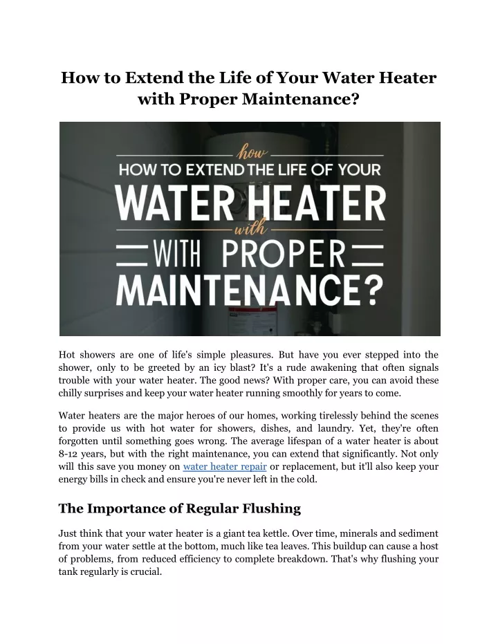 how to extend the life of your water heater with