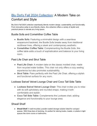 Blu Dot's Fall 2024 Collection_ A Modern Take on Comfort and Style
