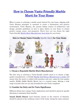 How to Choose Vastu-Friendly Marble Murti for Your Home