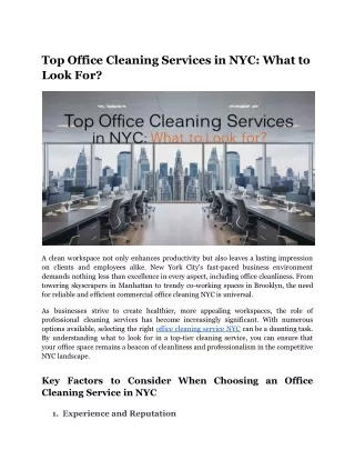 Top Office Cleaning Services in NYC_ What to Look For