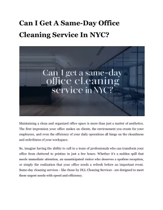 Can I Get A Same-Day Office Cleaning Service In NYC