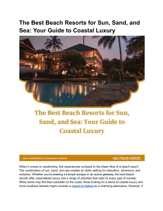 The Best Beach Resorts for Sun, Sand, and Sea_ Your Guide to Coastal Luxury