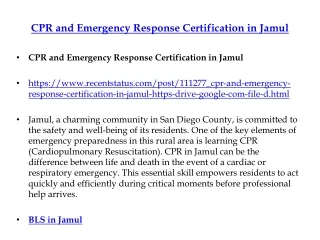 cpr and emergency response certification in jamul