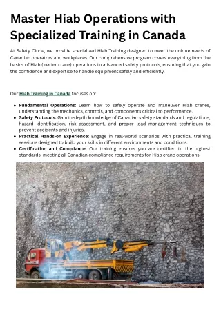 Master Hiab Operations with Specialized Training in Canada