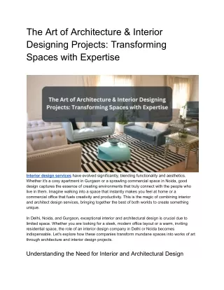 The Art of Architecture & Interior Designing Projects_ Transforming Spaces with Expertise