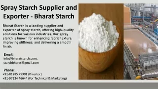 Spray Starch Supplier and Exporter - Bharat Starch