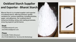 Oxidized Starch Supplier and Exporter - Bharat Starch