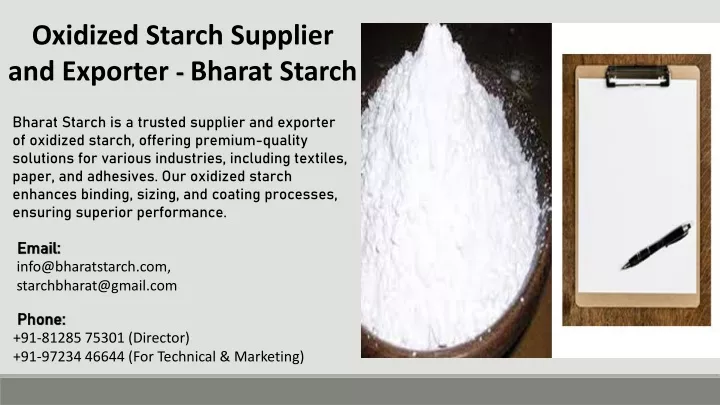 oxidized starch supplier and exporter bharat