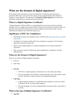 What are the formats of digital signatures