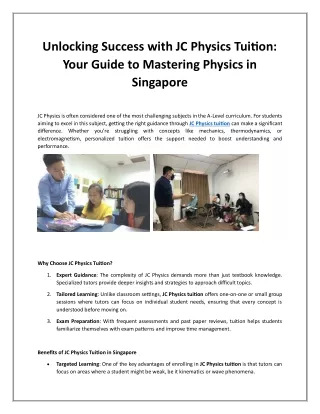 Unlocking Success with JC Physics Tuition: Your Guide to Mastering Physics