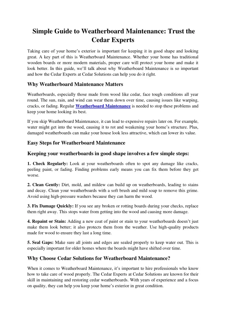 simple guide to weatherboard maintenance trust