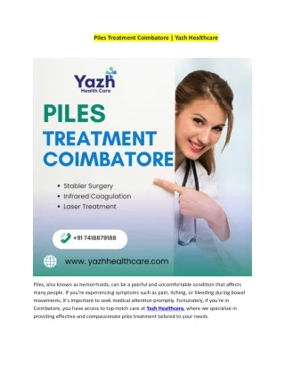 Piles Treatment Coimbatore - Yazh Healthcare