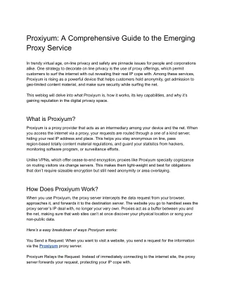 proxiyum a comprehensive guide to the emerging