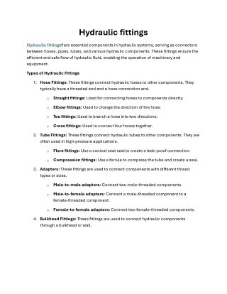 hydraulic fittings