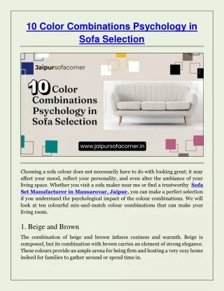 10 Color Combinations Psychology in Sofa Selection