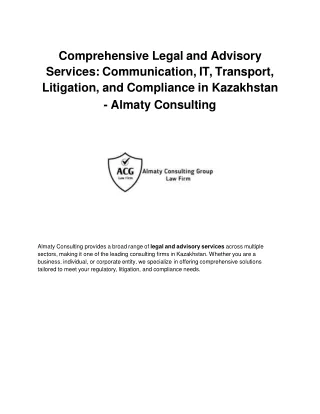 Comprehensive Legal and Advisory Services: Communication, IT, Transport, Litigat