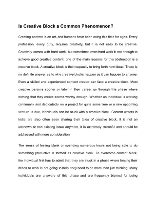 Is Creative Block a Common Phenomenon _