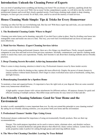 Maid Service Mastery: Insider Tips from Professional Cleaners