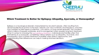 which treatment is better for epilepsy allopathy ayurveda or homeopathy