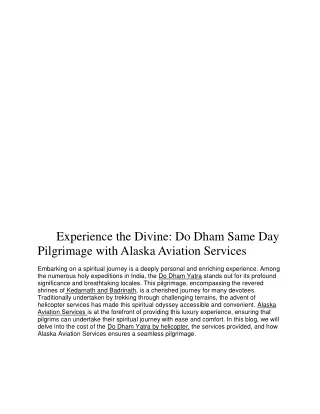 Plan Your Do Dham Same Day Pilgrimage |  Alaska Aviation Services