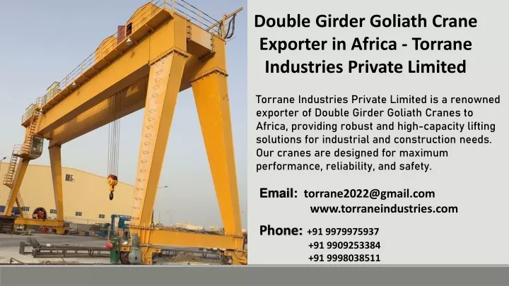 double girder goliath crane exporter in africa