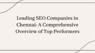 Best SEO Companies in Chennai: Unlocking the Power of Search Engines