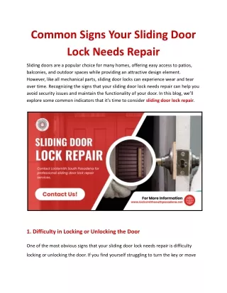 Common Signs You Need Sliding Door Lock Repair