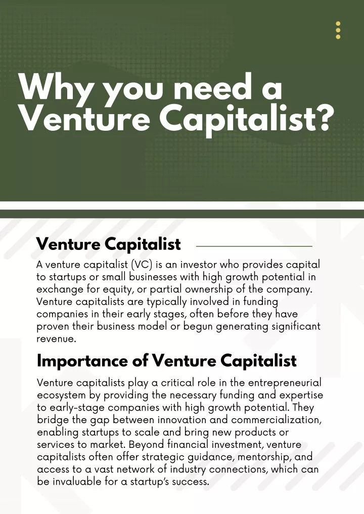 why you need a venture capitalist