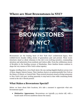 Where are Most Brownstones in NYC?