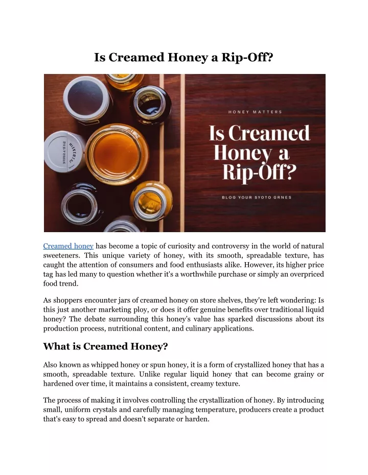 is creamed honey a rip off