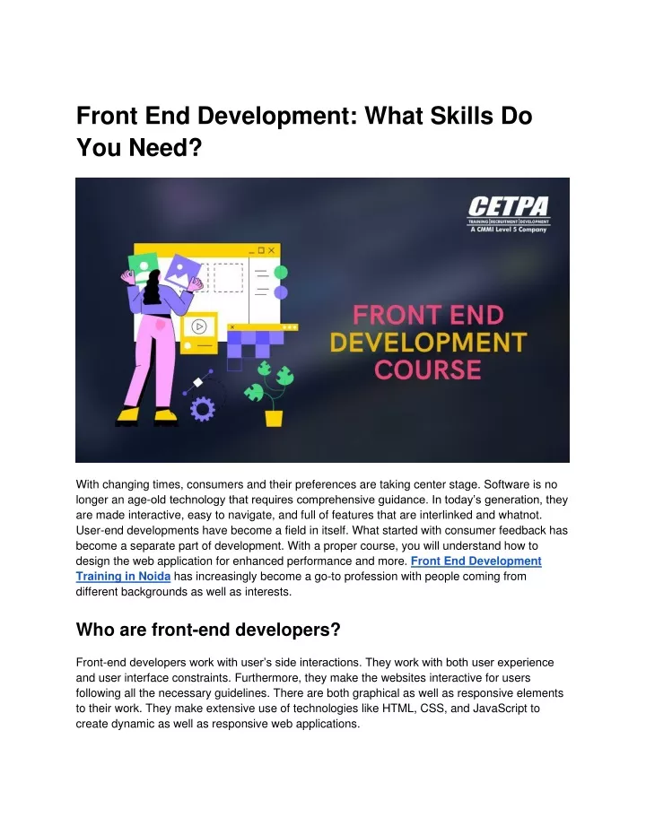 front end development what skills do you need