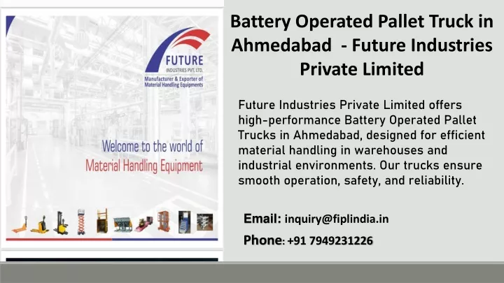 battery operated pallet truck in ahmedabad future