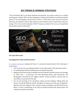 SEO TRENDS & WINNING STRATEGIES 2024-25