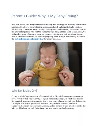 Parent's Guide: Why is My Baby Crying?