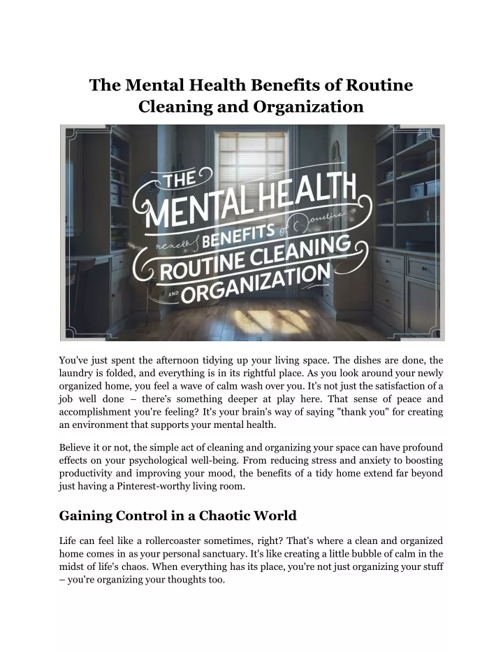 the mental health benefits of routine cleaning