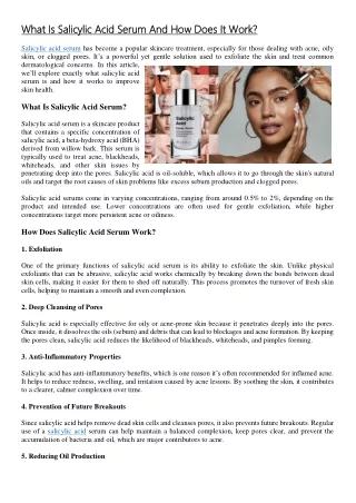 What Is Salicylic Acid Serum And How Does It Work?