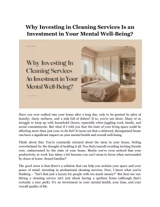 Why Investing in Cleaning Services Is an Investment in Your Mental Well-Being_