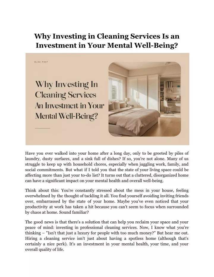 why investing in cleaning services