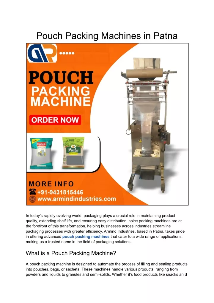 pouch packing machines in patna