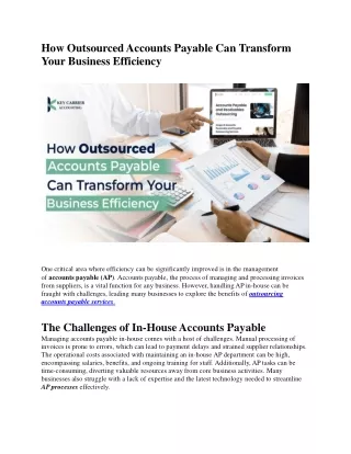 How Outsourced Accounts Payable Can Transform Your Business Efficiency
