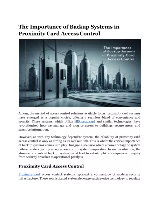 The Importance of Backup Systems in Proximity Card Access Control