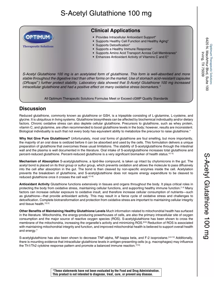 s acetyl glutathione 100 mg