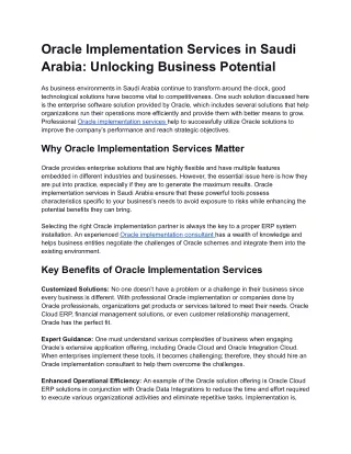 Oracle Implementation Services in Saudi Arabia_ Unlocking Business Potential