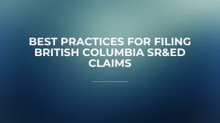 Filing British Columbia SR&ED Claims