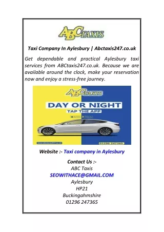 Taxi Company In Aylesbury  Abctaxis247.co.uk